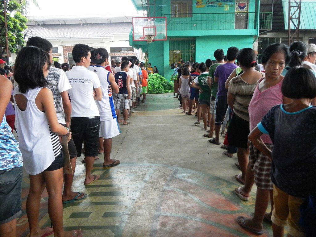 Residents lining up for relief packs